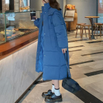 HELIAR naiste s&uuml;gis paks soe kapuutsiga pikk mantel T&otilde;mblukuga n&ouml;&ouml;ptasku vabaaja sulemantel Kontorimantel pikkade varrukatega Parkas Talvine S sinine