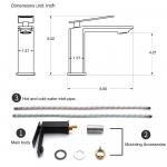 Must ruudukujuline vannitoa valamusegisti, &uuml;he k&auml;epidemega kraanikausi kraan, pesukraan Vannitoa tualettplaadile paigaldatud kraanikauss must