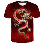 Kevadsuvised Topid Meeste Suures suuruses Riided Dragon 3D Print T-s&auml;rk Loomade T-s&auml;rk O Kaelusega L&uuml;hikeste varrukatega Hingavad meeste s&auml;rgid S