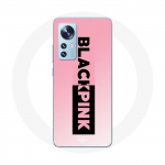 Coque pour Xiaomi Mi 12 / 12X Blackpink Groupe de K-pop Logo Noir Rose Fond Rose