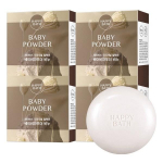 Happy Bath Original Collection Baby Powder Soap, 90g, 4 pieces
