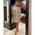 Naiste pikkade varrukatega minikleit s&auml;delev helmestega kleit, moodne temperament Elegantne seksikas litritega &otilde;htukleit p&uuml;hade pidulik kokteilipidu XL