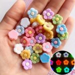 20 tk 1,2 cm Mini Night Glow Plush Viie kroonlehe lilleline l&otilde;ng Flower Nail Resin V&auml;ikesed aksessuaarid K&otilde;rvar&otilde;ngaste Aksessuaarid DIY Aksessuaarid Mixed color