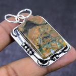 Natural Rainforest Jasper Gemstone 925 Steling Silver Pendant 2.05 f0o68
