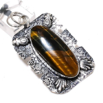 Natural Tiger Eye Gemstone Handmade 925 Sterling Silver Pendant 2.44 d3q62