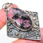 Natural Rhodonite Gemstone Handmade 925 Sterling Silver Pendant 2.72 k3i82