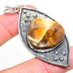 Natural Honey Dendritic Gemstone 925 Sterling Silver Gift Pendant 2.76 w7q68