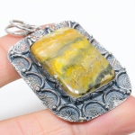 Natural Bumble Bee Jasper Gemstone 925 Sterling Silver Pendant 2.29 a7t28
