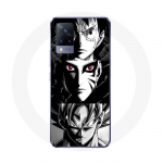 Coque Vivo v21 5G Sangoku Naruto Luffy one piece Dragon Ball Z fond noir et blanc, anime manga