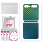 apgo kaitsev nahakleebis seljale, mis &uuml;hildub Samsung Galaxy Z Flip 5G-ga (esimene mudel 5G), Pakkekile, foolium, vin&uuml;&uuml;l &ndash; mustriga s&uuml;sinikkameeleon