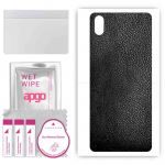 apgo Protective Skin Sticker for the back compatible with TP-Link Neffos A5, Wrap Film, Foil, Vinyl - Pattern Black Leather