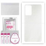 apgo kaitsev nahakleebis seljale, mis &uuml;hildub Samsung Galaxy A72-ga, &uuml;mbriskile, foolium, vin&uuml;&uuml;l &ndash; mustriga matt l&auml;bipaistev