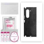 apgo Protective Skin Sticker for the back+sides compatible with Samsung W24, Full Wrap Film, Foil, Vinyl - Pattern Black Leather
