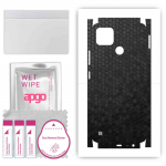apgo Protective Skin Sticker for the back+sides compatible with Realme C25Y, Full Wrap Film, Foil, Vinyl - Pattern Black Honeycomb