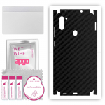 apgo Protective Skin Sticker for the back+sides compatible with Samsung Galaxy M11, Full Wrap Film, Foil, Vinyl - Pattern Carbon Black