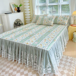 Prantsuse pastoraadiga tr&uuml;kitud tepitud voodi seelik, pits tikitud paks voodikate tolmukindel voodipesu puuvillase libisemisvastase voodilinaga 150x200cm bed skirt