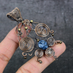 Natural Mosaic Jasper Gemstone Copper Wire Wrap Gift Jewelry Pendant 3.15 r2r30