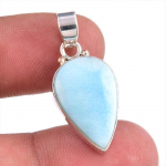 Natural Republic Larimar Gemstone 925 Tahke Sterling H&otilde;bedast Ripats 1,25'' V7Y29