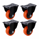 2-tollised p&ouml;&ouml;rlevad rattad, raskeveokitega t&ouml;&ouml;stuslikud rattad 300 kg oranžist pol&uuml;uretaanist k&auml;ru m&ouml;&ouml;bli rataste pakett 4 Type 1