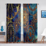 Mandala Bohemian Boho Rohelised Sinised T&uuml;llkardinad elutuppa Magamistuppa K&ouml;&ouml;ki &Scaron;ifoonist L&auml;bipaistvad Kardinad Akna Kaunistus 1 PCS W100XH250cm&Rod Pocket gray