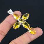 Tsitriin V&auml;&auml;riskivi Ripats Massiivne 925 Sterlingh&otilde;be Ripats Ehted Kingitus Unisexile LG-088