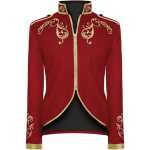 Meeste jope tikandiga mantel Victoria ajastu jakid meestele Vintage r&otilde;ivad Prince King Cosplay Halloweeni kost&uuml;&uuml;m XXL punane