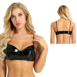 Naiste Wet Look PVC-nahast kolmnurkne bralette, traadita voodrita bikiinirinnahoidja top Clubwear S