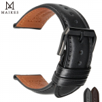Kellarihmaga Kellatarvikud Meeste ehtsast nahast kellarihmad Kvaliteetne must 19/20/21/22/24mm Naiste nahkrihm 24mm