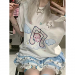 Suvised Kawaii magusad T-s&auml;rgid Naiste Jaapani mood Harajuku t&auml;navar&otilde;ivad Multifilmid, lahtised t-s&auml;rgid, topid Pehme grill 2024 Y2k XL valge