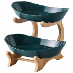 Lauataldrikud taldrikute serveerimiseks S&ouml;&ouml;gin&otilde;ud Puidust vaheseintega roog Suupiste Kommid Koogialus Kodu Toit Puuviljataldrikute komplekt Two-layer