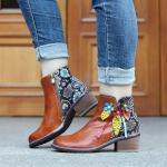 Ehtsast nahast Patchwork k&otilde;rged kontsad Retro reljeefsed k&auml;sitsi maalitud pumbad Mitmek&uuml;lgsed naiste kingad 36 pruun