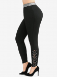 Rosegal Plus Size Ketid Lillelised pitsitaskud Retuusid L must