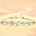 K&auml;ev&otilde;ru Sterling Silver 925 Fashion Lucky neljaleheline ristikk&auml;ev&otilde;ru Uus naiste k&auml;ev&otilde;ru Ehted 925