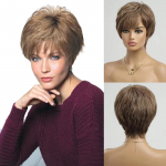 HAIRCUBE Bob Pixie l&otilde;igatud helepruunid kihilised Remy inimjuustest parukad l&uuml;hikeste loomuliku laineliste juustest parukad naistele Afro