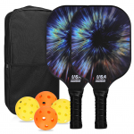 Fiberglas Pickleballi reketite komplekt Pickleballi aerukomplekt, mis koosneb 2 reketist ja 4 hapupalli pallist mitmev&auml;rviline