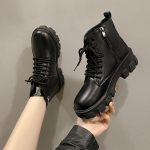 Korea stiilis mugavad kesks&auml;&auml;re k&uuml;ljega t&otilde;mblukuga naiste kingad s&uuml;gis ja talv Uus mood Paksu talla n&ouml;&ouml;riga naiste saapad 35 must