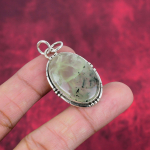 Prehnite ehted, 925 tahke h&otilde;bedast ripats k&auml;sitsi valmistatud v&auml;&auml;riskividest ehted, kingitused naisele uhiuus ripats 1.77 Inches