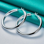 URMYLADY 925 Sterling Silver Silver 50MM Ringk&otilde;rvar&otilde;ngad Naistele Moodsad pulmade kihluspeo ehted 50mm