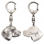 Beagle - Silver-plated key ring with a dog in a gift box, handbag decoration, backpack pendant by Art-Dog brand