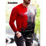 Meeste kevadine ja s&uuml;gisene pikkade varrukatega T-s&auml;rk Meeste avara &uuml;mara kaelusega kapuuts, 3D-tr&uuml;kiga tr&uuml;kitud pikkade varrukatega top S