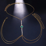 Seksikas roheline kristallist rinnaketi rakmed roostevabast terasest k&otilde;ht v&ouml;&ouml; kett keha ehted kaelakee naistele r&otilde;ivad aksessuaarid