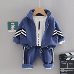 S&uuml;gisene beebipoiste riietekomplekt Laste triibulised lukuga jakid P&uuml;ksid Kaksosalised komplektid Laste riided Spordidress poistele 120cm sinine