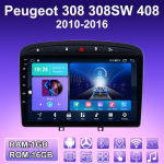 2 DIN Android autoraadio Peugeot 308 308SW 408 2010-2016 multimeediapleieri ja peakomplekti stereo GPS-navigatsiooniga WIFI 1+16GB 1+16GB must