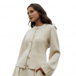 Naiste kampsun mantel &uuml;mmarguse kaelusega pikkade varrukatega &uuml;herealised kudumistopid &uuml;hev&auml;rvilised Slim Fit soonikkoes ja taskutega kudum S parkkoor