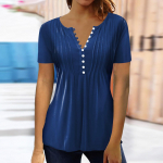 Naiste s&auml;rgipluusi n&ouml;&ouml;biga vintage gradienttr&uuml;kiga l&uuml;hikeste varrukatega vabaaja pulber XXXL sinine