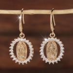 Neitsi Maarja rippuvad k&otilde;rvar&otilde;ngad naistele s&auml;delevad &uuml;mmargused tsirkooniga k&otilde;rva konksud moeehted kingitus valge/kuld