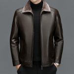 Talvine nahkjakk Meeste lambanahkne sulejope, paksendatud uus rev, vabaaja nahktagi Meeste jope L