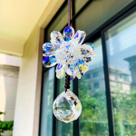 AB v&auml;rviline pojeng Flower Crystal Prisma auto ripats p&auml;ikesep&uuml;&uuml;dja ​​vikerkaare tegija Auto rippuvad kaunistused tahavaate peegel auto kaunistus