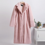 Solid Plush naiste talvemantlid, pika rev&auml;&auml;riga kunstkarusnahast jakk Kohev luksuslik kunstkarusnahast jope Naissoost naturaalne naturaalne kasukas naistele 5XL heleroosa v&auml;rv