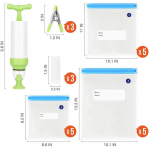 Vaakumpump, k&ouml;&ouml;giviljade ja puuviljade konserveerimine, lisaks 15 survekotti l&auml;bipaistev paksendatud tihenduskott 20 pcs + pump